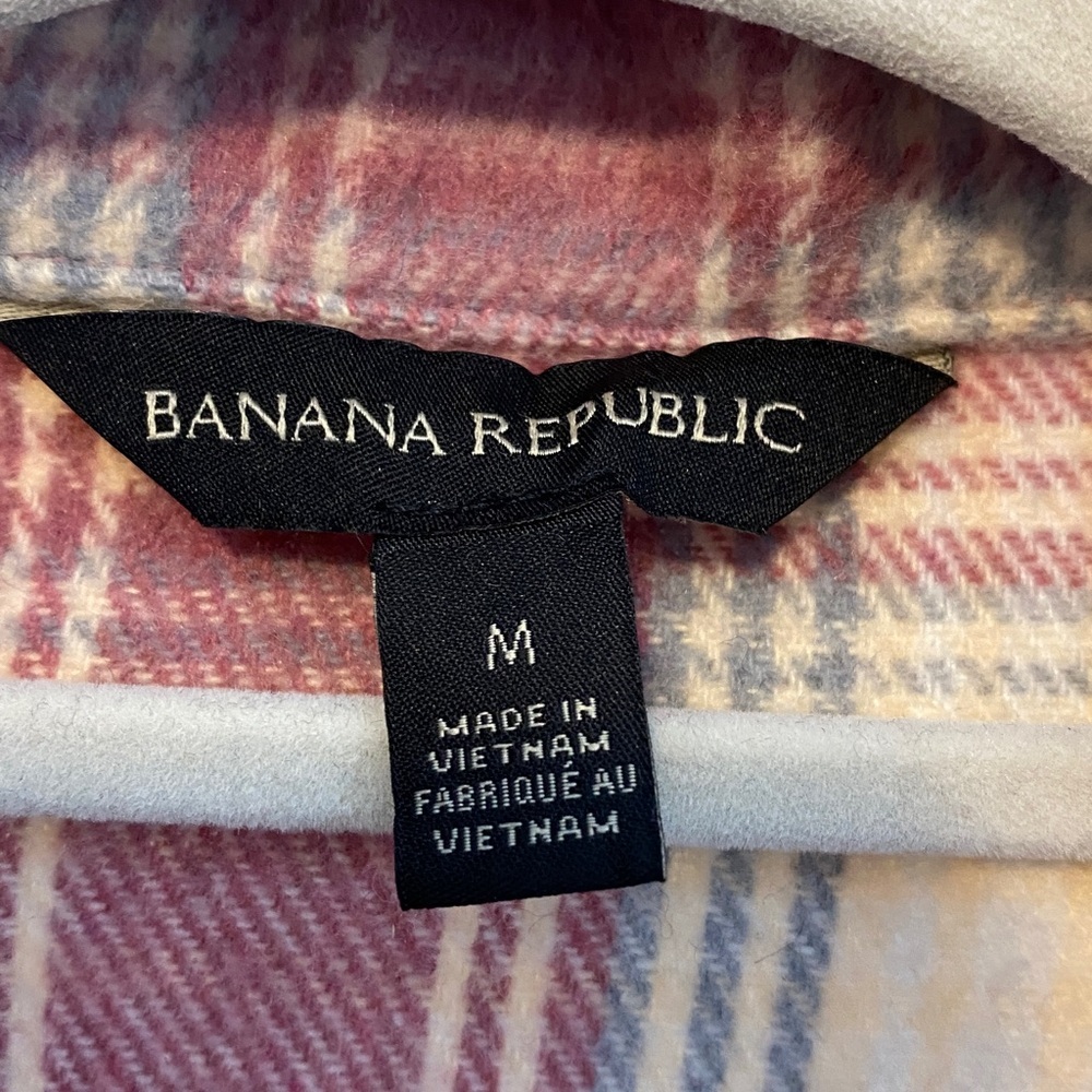 Banana‎ Republic Pink Cream Plain Flannel Wool Blend Shacket Size M - Picture 5 of 16
